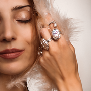 Swan ring with a massive Baroque pearl - Nuar Jewelry