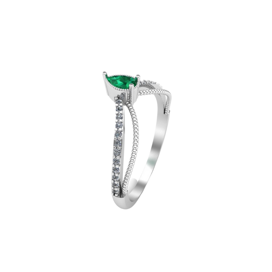 Green Crown ring/ 14k gold - Nuar Jewelry