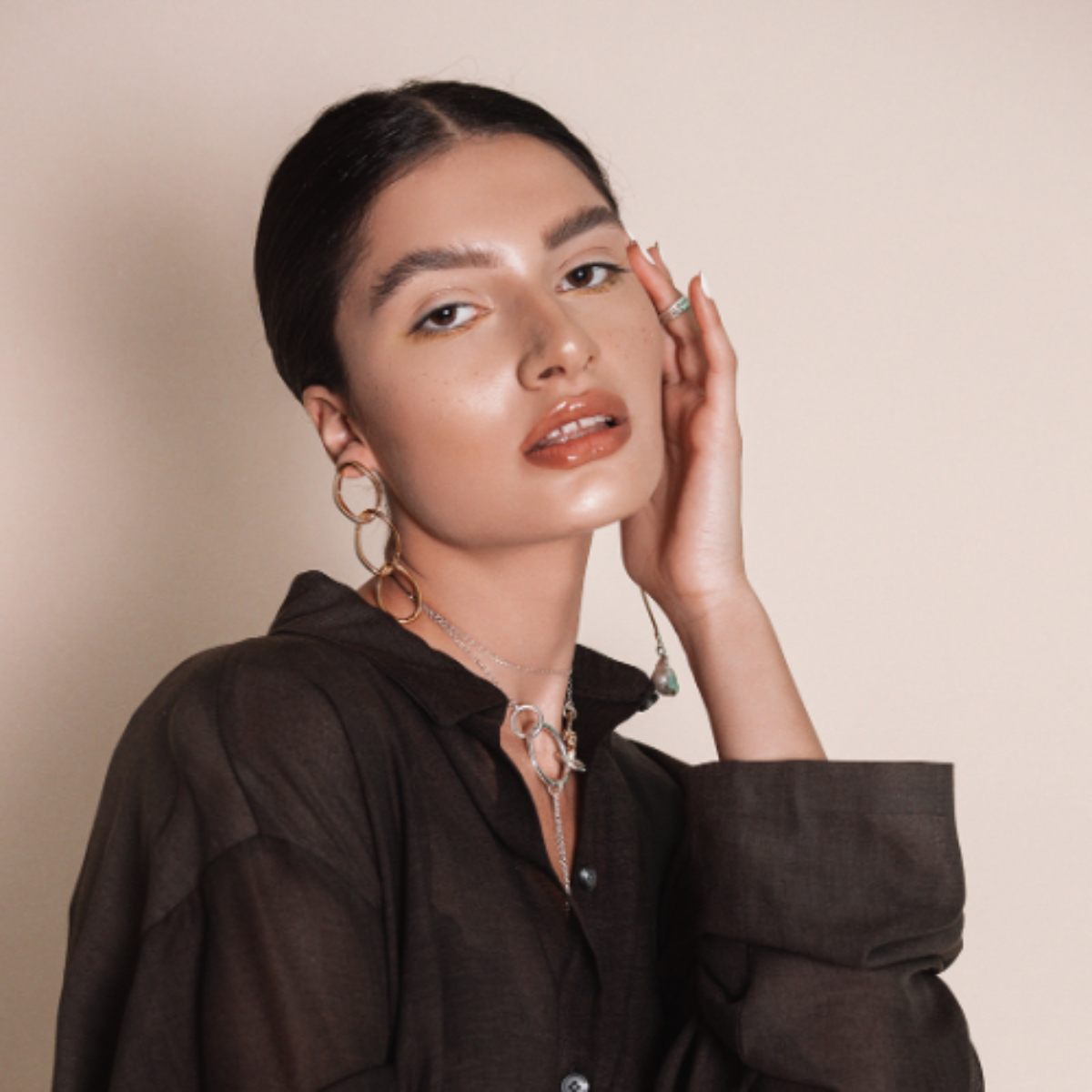 Gold chain earrings - Nuar Jewelry