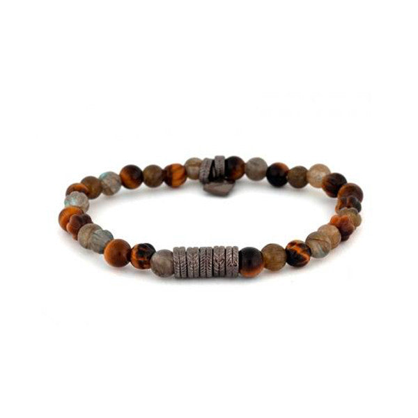 Gun Tyres Bracelet in Tiger Eye & Labrodonite - Nuar Jewelry