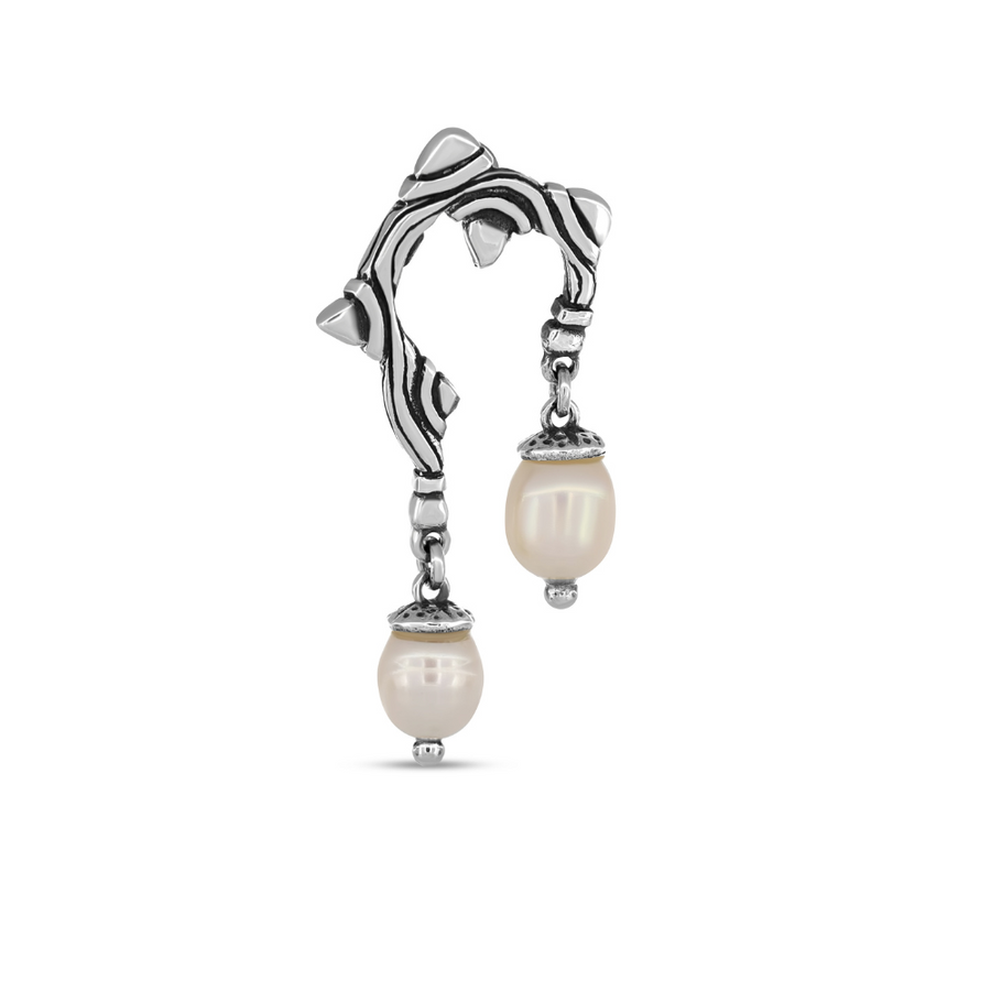 Acorn mono earring pearl2