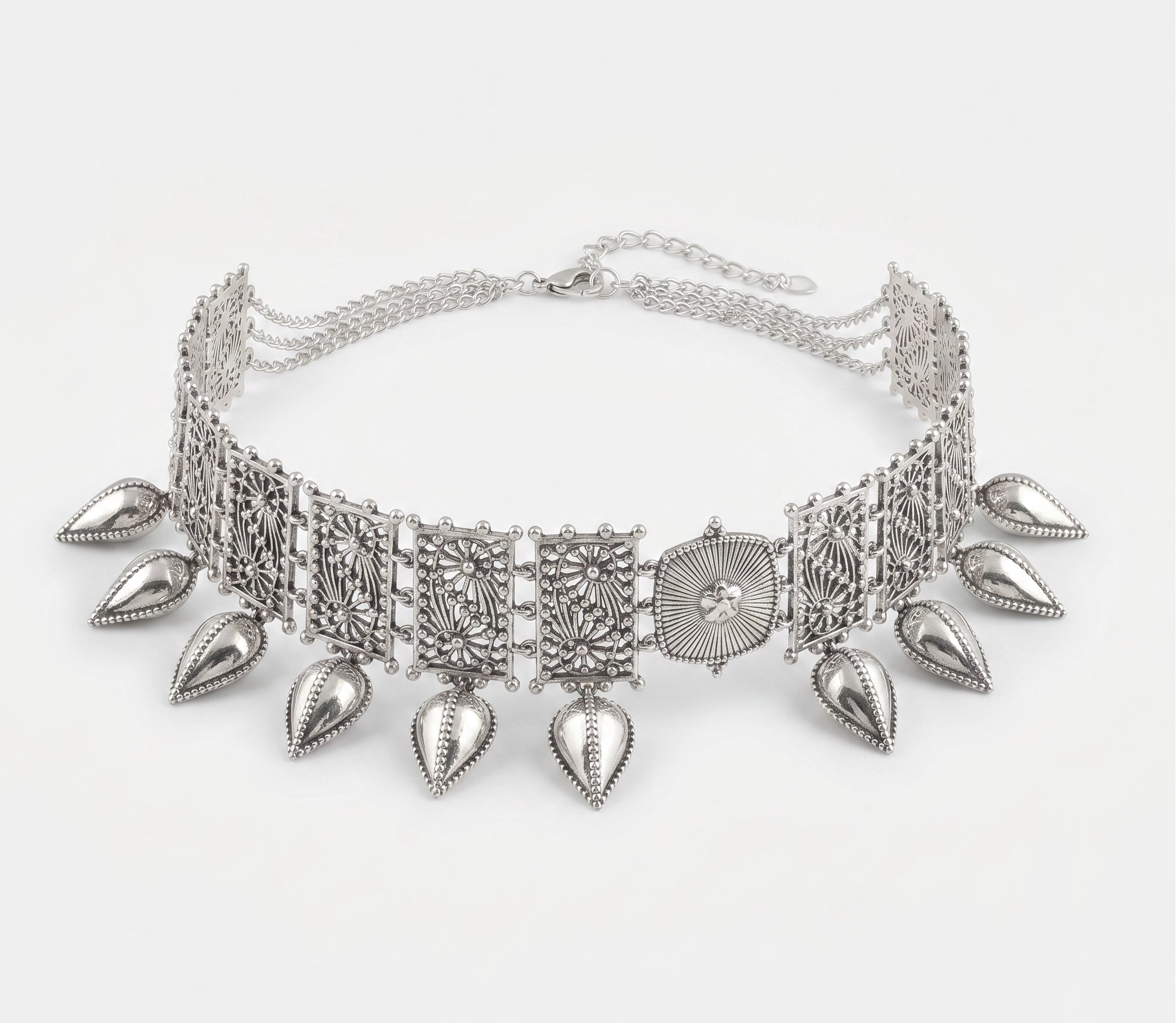 sterling silver ethnic style chocker solar