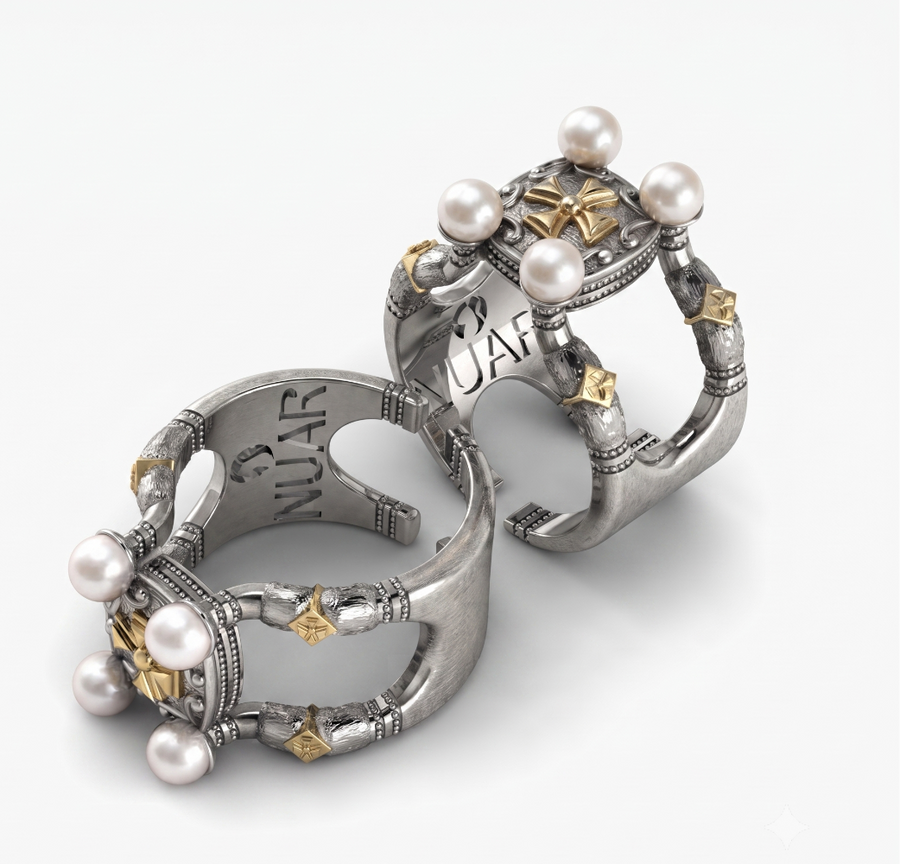 crosses pearls ring