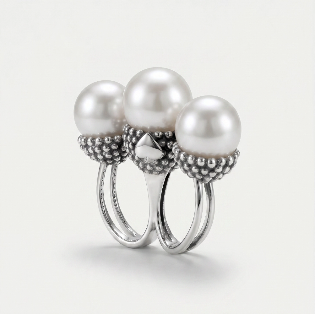 pike ring with massive pearls