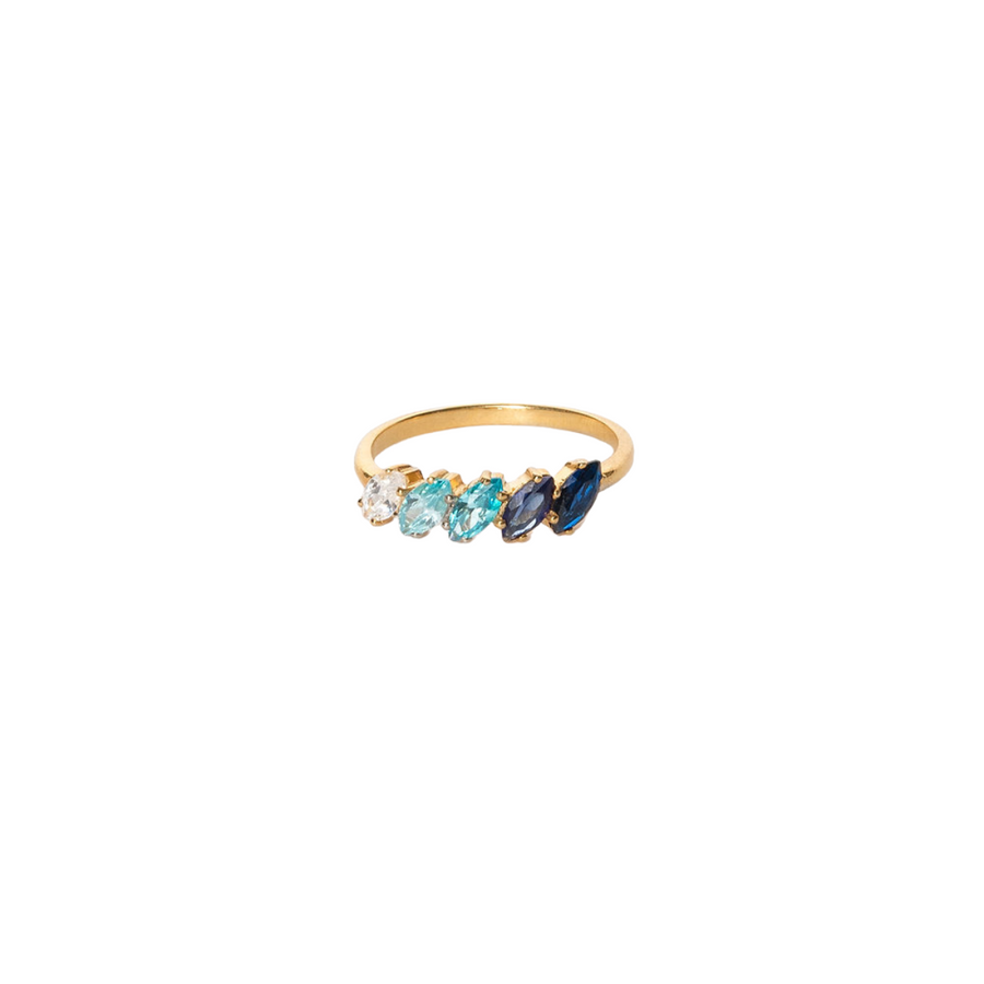 Gold plated Lun/Calmness Ring With 5 Stones