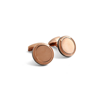 SIGNATURE SILVER ROUND CUFFLINKS IN ROSE GOLD PLATING